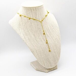 Gold Plated Beaded Lariat Necklace